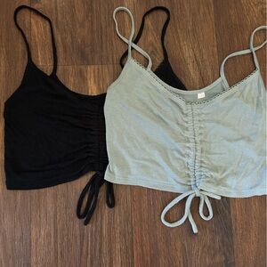PacSun Black and Light Blue Crop Tops